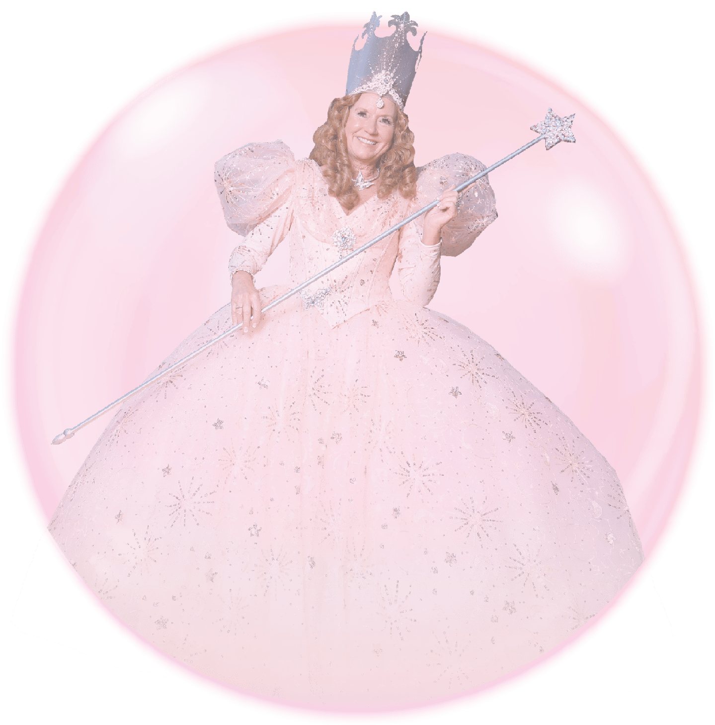 Glinda the Good Witch in her pink magical bubble